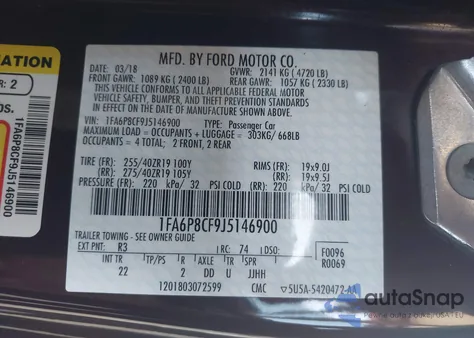 2018 Ford Mustang Gt z USA, uszkodzony, nr VIN 1FA6P8CF9J5146900